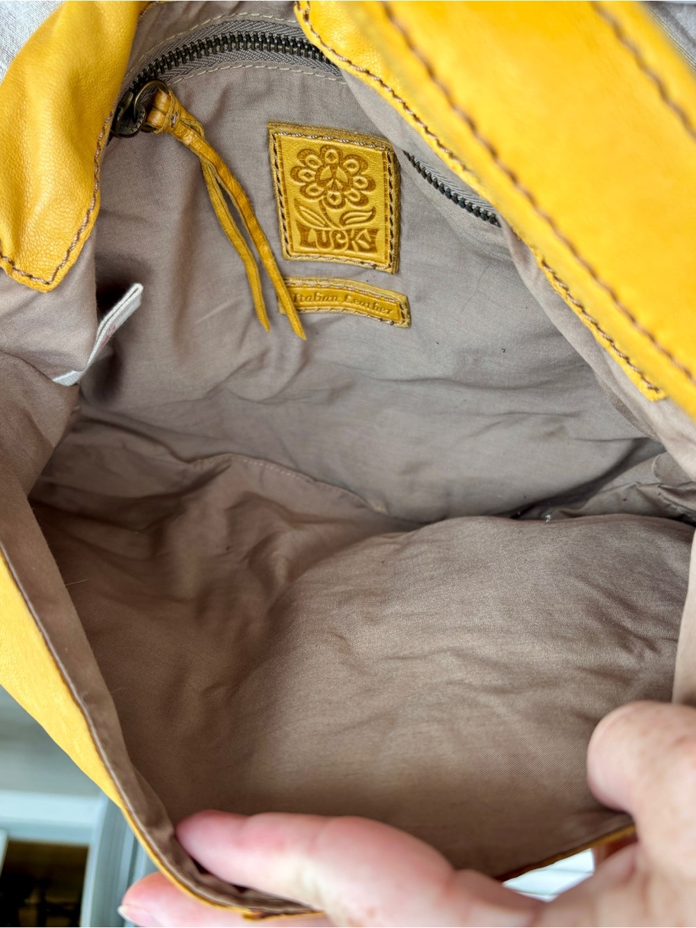 Lucky Brand Yellow Genuine Lamb Leather - Slouchy Shoulder Bag - Picture 6 of 15